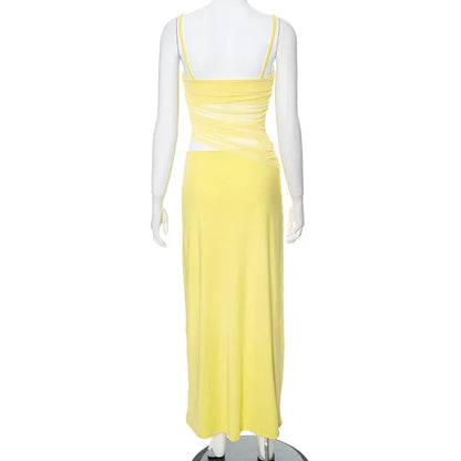 Skirt Sets- Vibrant Yellow Cami Top and Maxi Skirt Two-Piece Set- - Chuzko Women Clothing