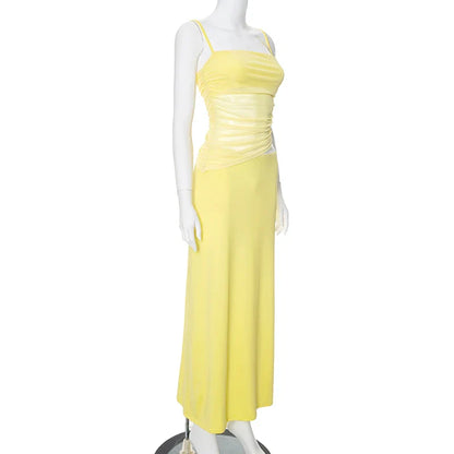 Skirt Sets- Vibrant Yellow Cami Top and Maxi Skirt Two-Piece Set- - Chuzko Women Clothing