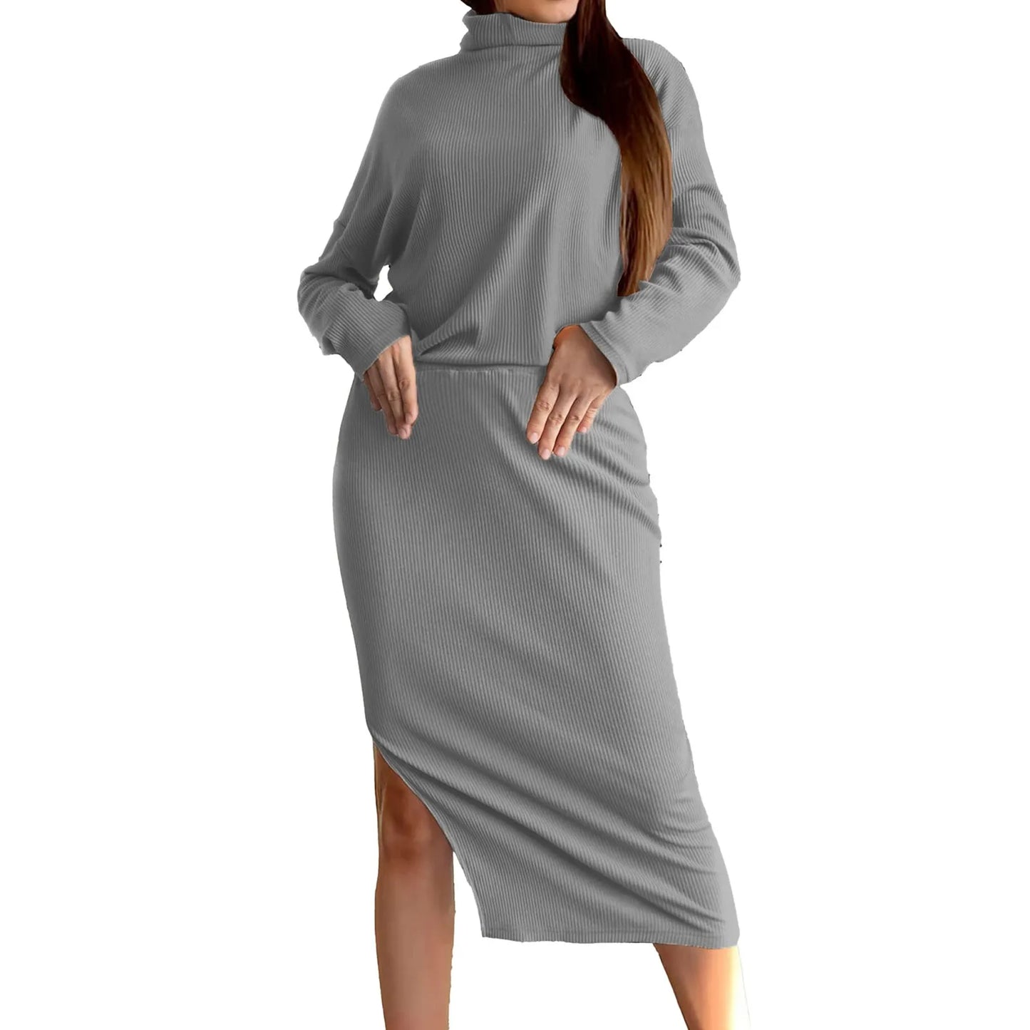 Skirt & Top Matching Set - Loose Rib Knit Skirts + Sweaters Matching Set Outfit – Casual Outfit