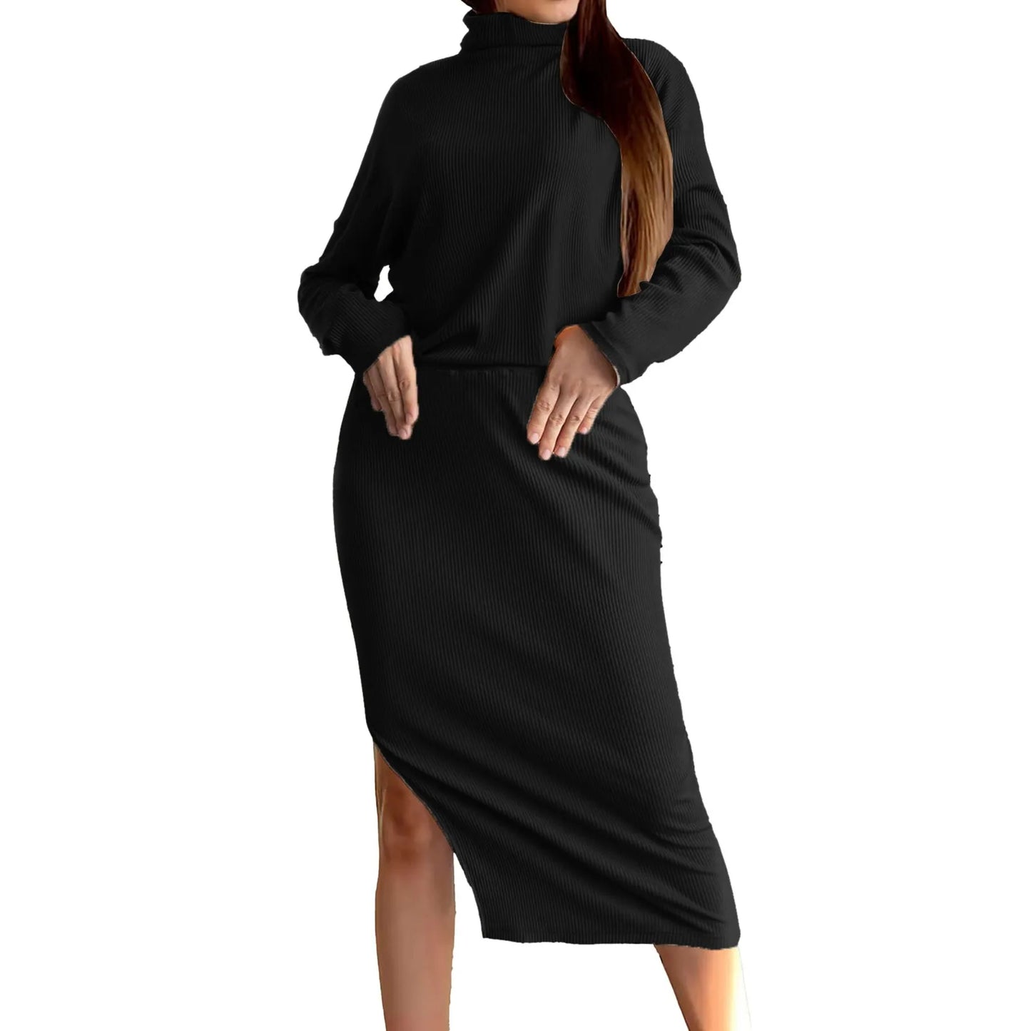 Skirt & Top Matching Set - Loose Rib Knit Skirts + Sweaters Matching Set Outfit – Casual Outfit