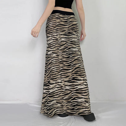 Skirts- Cozy Fur Textured Zebra Maxi Skirt- - Chuzko Women Clothing