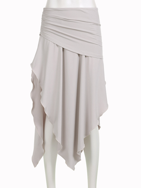 Skirts- Elegant Asymmetric Skirt with Ruched Waistband- - Pekosa Women Fashion