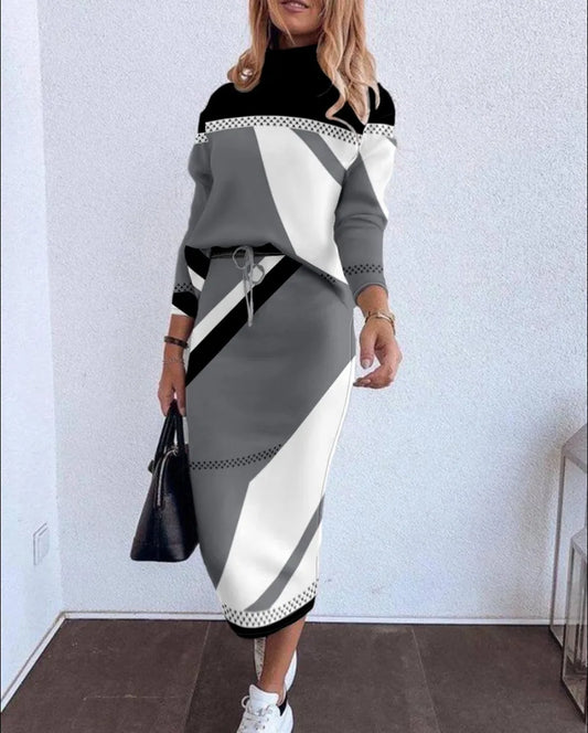 Skirts Matching Sets - Matching Skits & Top Outfit Set – Matching Set Long Sleeve Tops & Long Midi Skirts