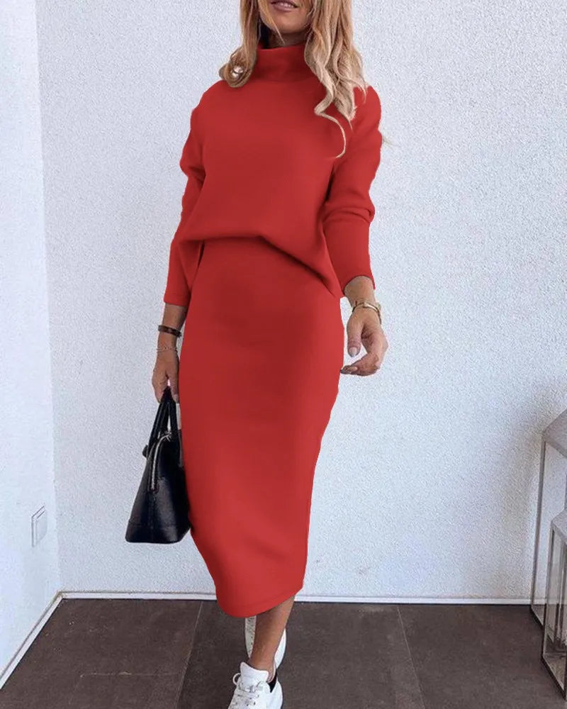 Skirts Matching Sets - Matching Skits & Top Outfit Set – Matching Set Long Sleeve Tops & Long Midi Skirts