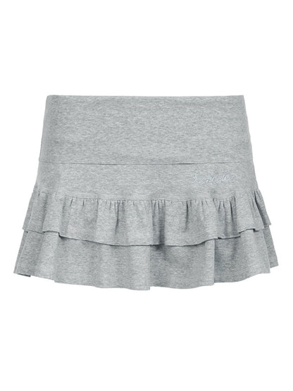 Skirts- Women's Tiered Ruffle Mini Skirt with Built-in Shorts- - Pekosa Women Fashion