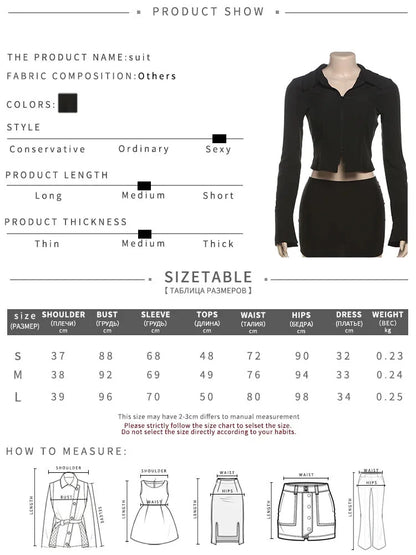 Skirts set - Zip-Up Collared Crop Top and Skirt Set for Urban Nights