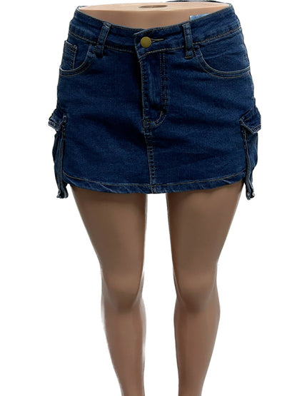 Skorts - Frayed Denim Skort Fringe Mini Skirt with Shorts