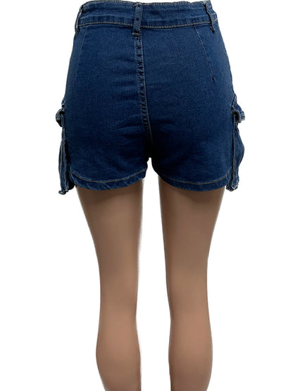 Skorts - Frayed Denim Skort Fringe Mini Skirt with Shorts