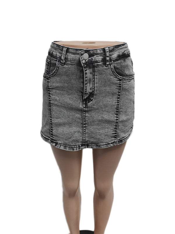 Skorts - Frayed Denim Skort Fringe Mini Skirt with Shorts