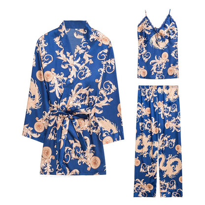 Sleepwear - 3-Piece Satin Sleepwear Set for Luxury Sleep