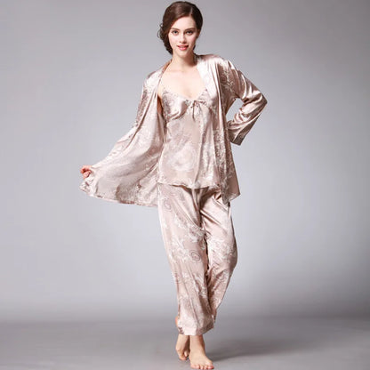 Sleepwear - 3-Piece Satin Sleepwear Set for Luxury Sleep