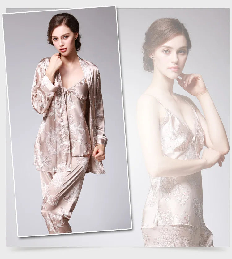 Sleepwear - 3-Piece Satin Sleepwear Set for Luxury Sleep