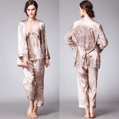 Sleepwear - 3-Piece Satin Sleepwear Set for Luxury Sleep