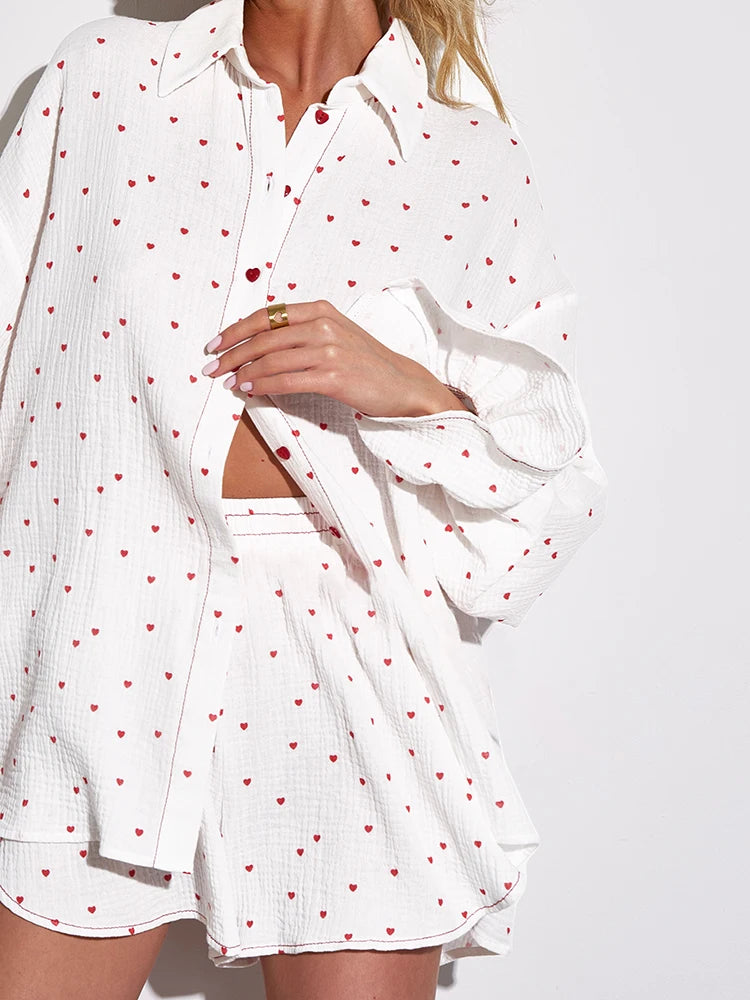 Sleepwear - Airy Cotton Pajamas Set for All-Night Comfort