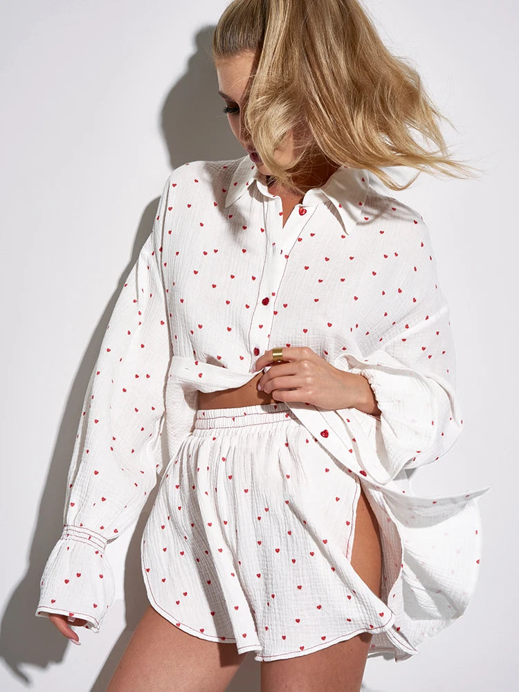 Sleepwear - Airy Cotton Pajamas Set for All-Night Comfort