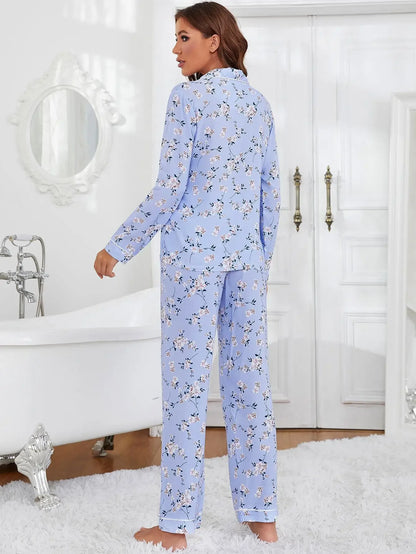 Sleepwear - Blue Blossom Full-Length PJ’s Set – Floral Print