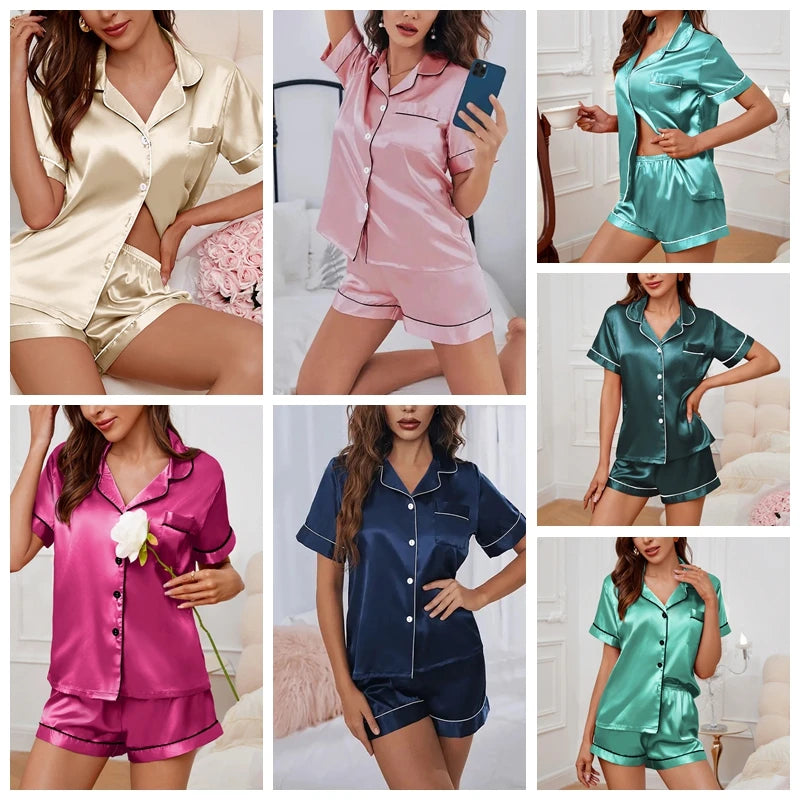 Sleepwear - Elegant Satin Pajama Top & Shorts Set – Lounge in Style