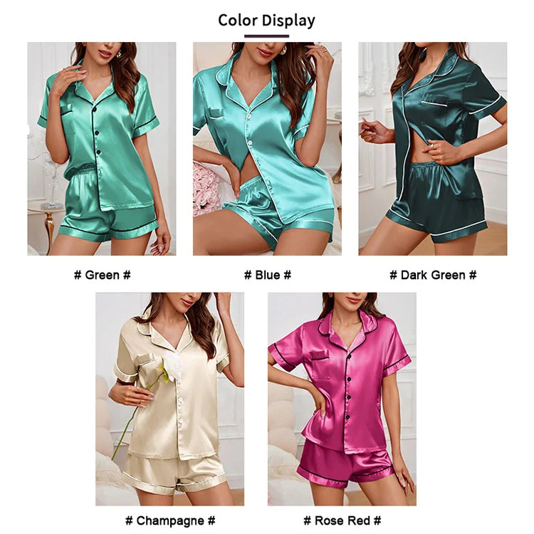 Sleepwear - Elegant Satin Pajama Top & Shorts Set – Lounge in Style