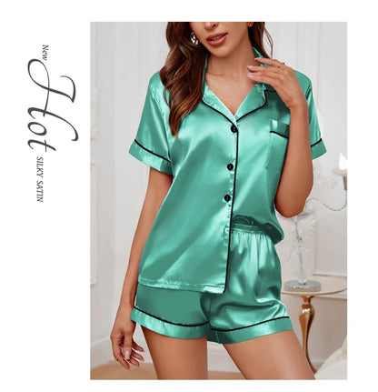 Sleepwear - Elegant Satin Pajama Top & Shorts Set – Lounge in Style