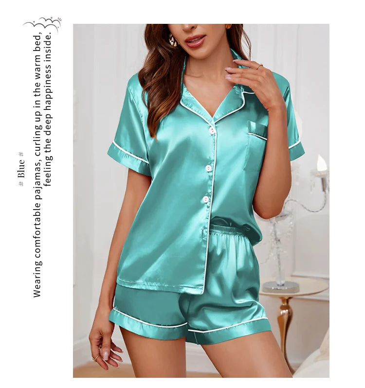 Sleepwear - Elegant Satin Pajama Top & Shorts Set – Lounge in Style