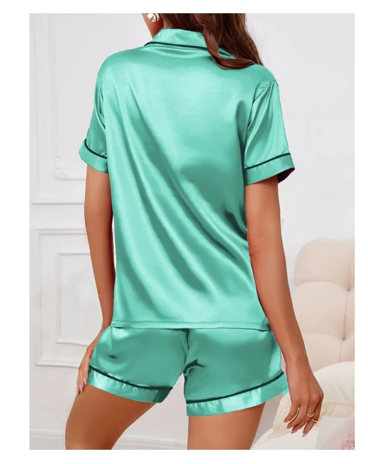 Sleepwear - Elegant Satin Pajama Top & Shorts Set – Lounge in Style