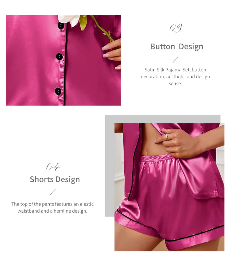 Sleepwear - Elegant Satin Pajama Top & Shorts Set – Lounge in Style