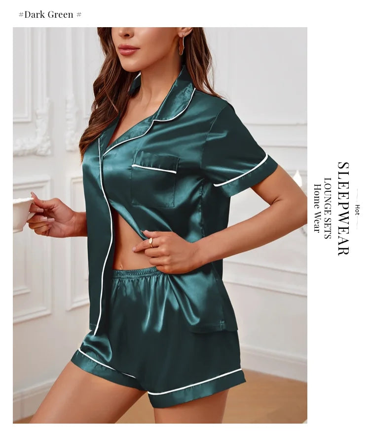 Sleepwear - Elegant Satin Pajama Top & Shorts Set – Lounge in Style