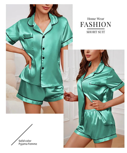 Sleepwear - Elegant Satin Pajama Top & Shorts Set – Lounge in Style