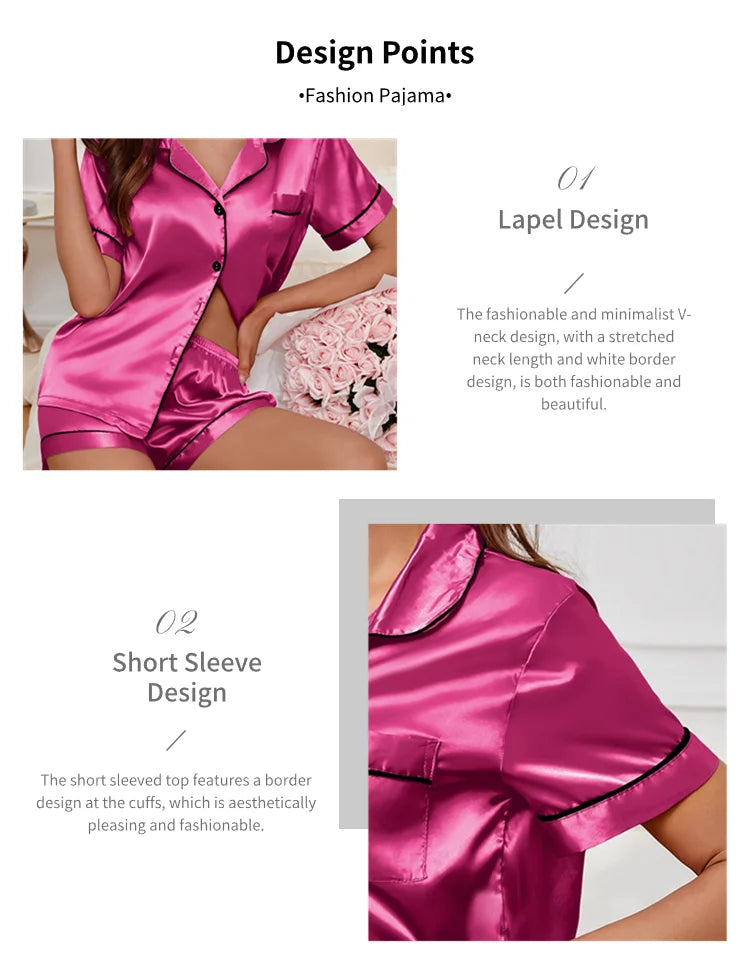 Sleepwear - Elegant Satin Pajama Top & Shorts Set – Lounge in Style