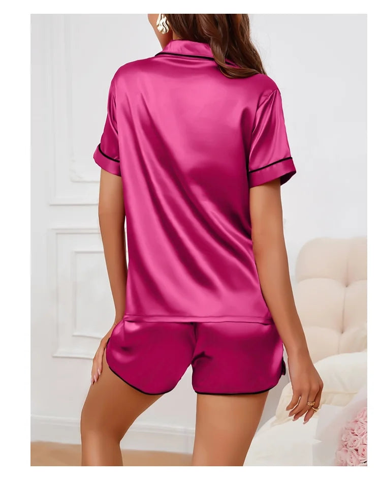 Sleepwear - Silky Luxe Lounge Set - Waist Tie PJs