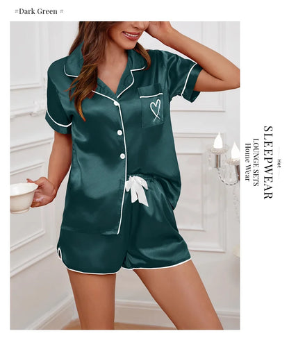 Sleepwear - Silky Luxe Lounge Set - Waist Tie PJs