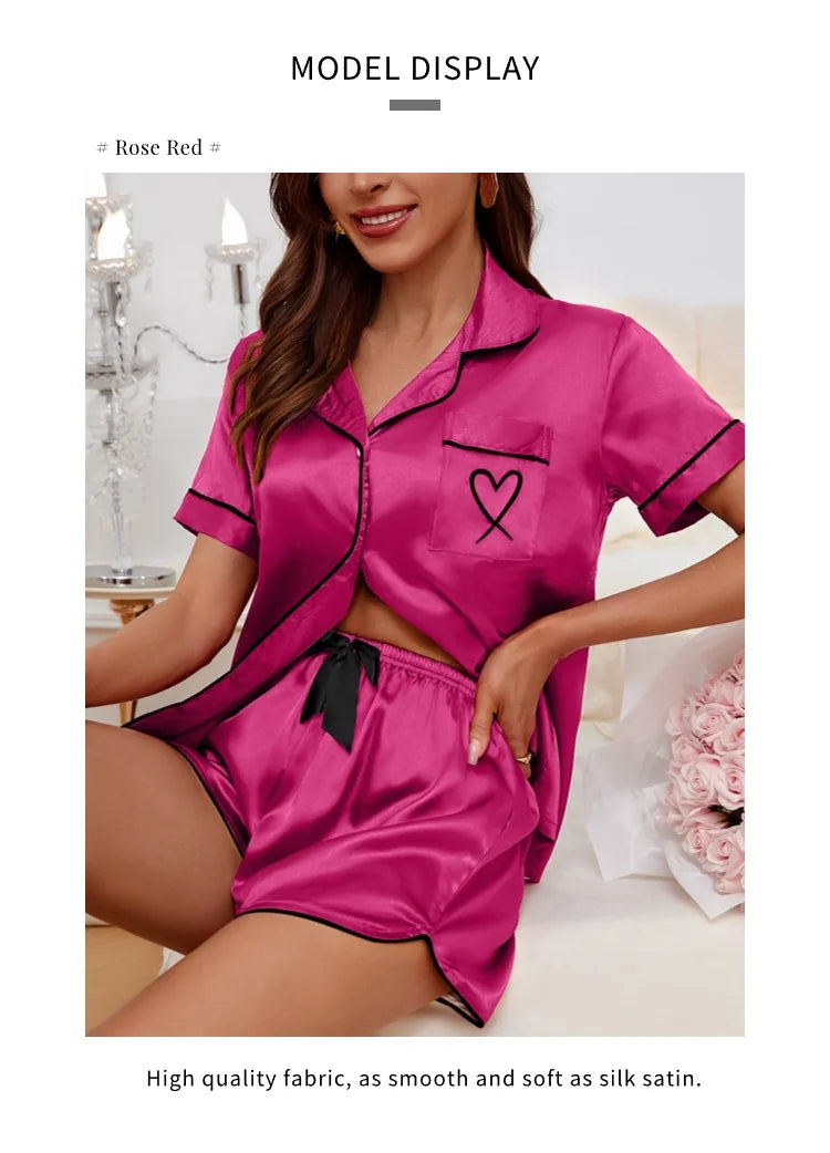 Sleepwear - Silky Luxe Lounge Set - Waist Tie PJs