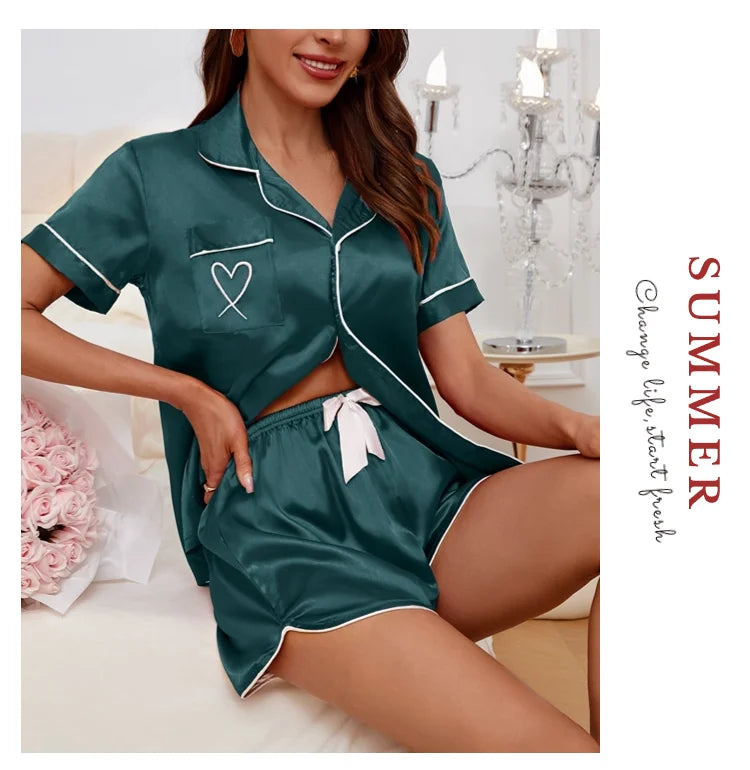 Sleepwear - Silky Luxe Lounge Set - Waist Tie PJs