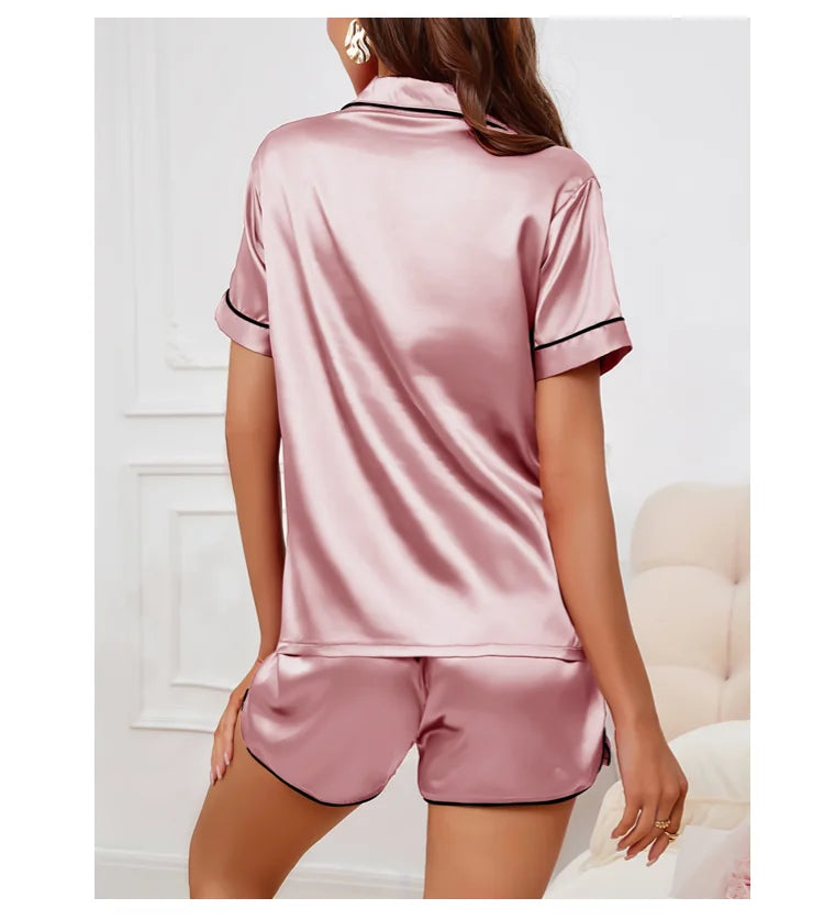 Sleepwear - Silky Luxe Lounge Set - Waist Tie PJs