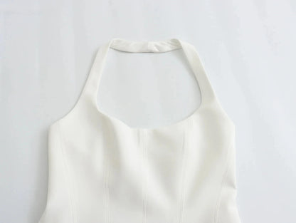 Sleeveless Blouses - Form-Fitting Halter Blouse Sleeveless Top for Outdoor Events