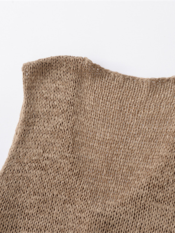 Sleeveless Top- Earthy Knit Top- - Pekosa Women Fashion