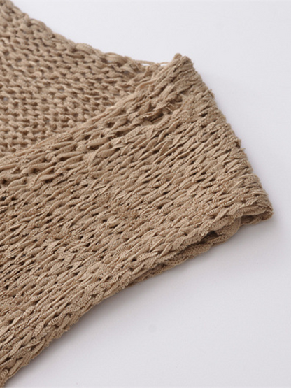 Sleeveless Top- Earthy Knit Top- - Pekosa Women Fashion