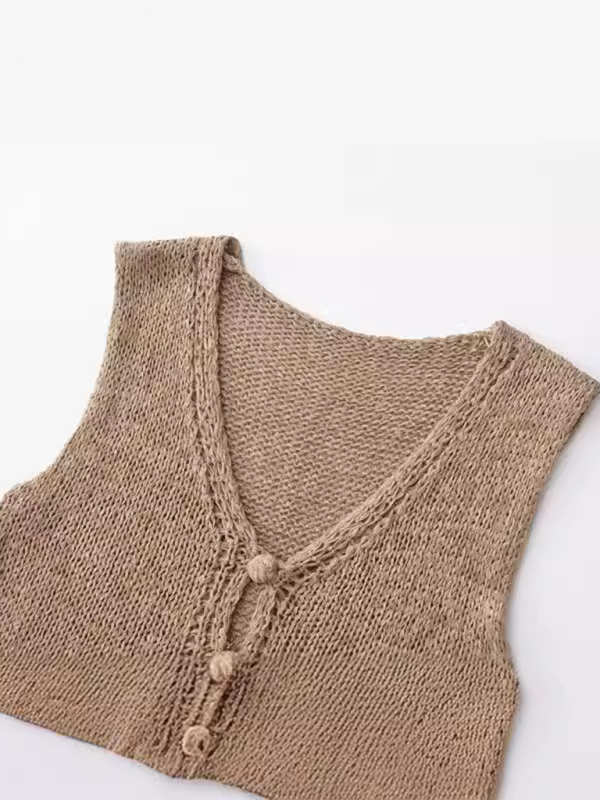 Sleeveless Top- Earthy Knit Top- - Pekosa Women Fashion