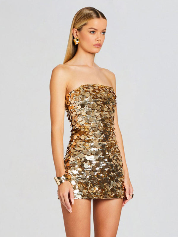 Sparkle Dresses - Sequin Disco Bodycon Dress for New Year's Eve