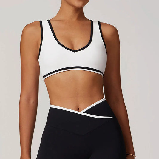 Sporty Bra - Athletic V-Neck Sporty Bra Workout Style Top