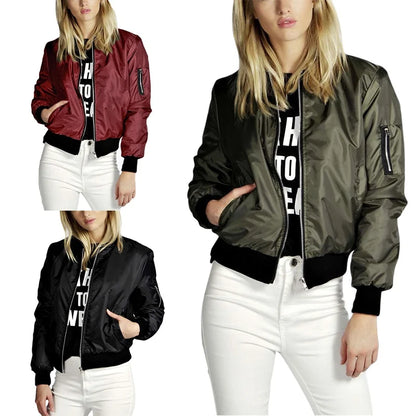 Sporty Jackets- Sporty Lightweight Windbreaker Zip-Up Jacket for Women- - Pekosa Women Fashion