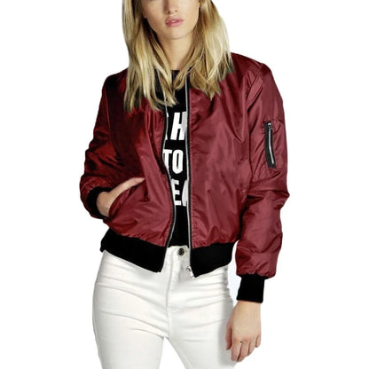 Sporty Jackets- Sporty Lightweight Windbreaker Zip-Up Jacket for Women- Burgundy- Pekosa Women Fashion