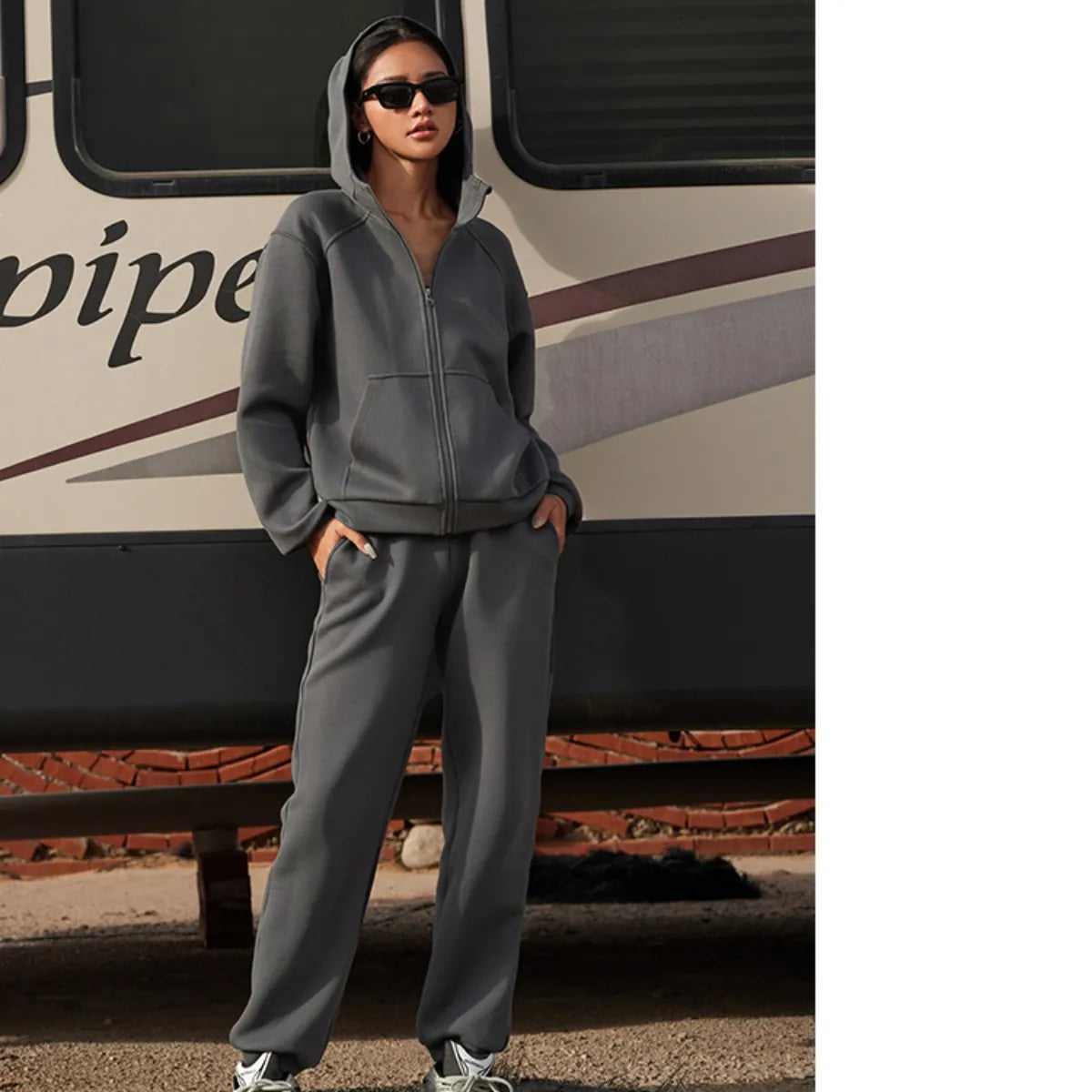 Sporty Outfits - 2-Piece Jogger Set Hooded Sweatshirt & Pants