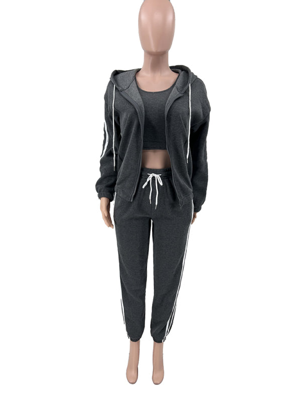 Sporty Outfits - 3-Piece Jogger & Hoodie Set Women's Sporty Outfit