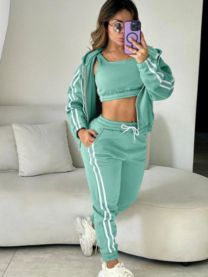 Sporty Outfits - 3-Piece Jogger & Hoodie Set Women's Sporty Outfit