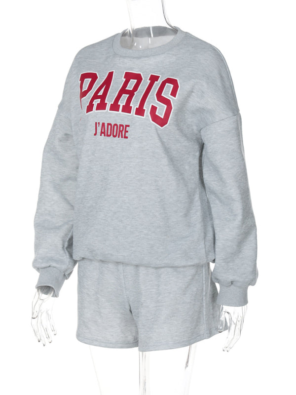 Sporty Outfits - Paris J'Adore Loungewear Set Shorts and Sweatshirts