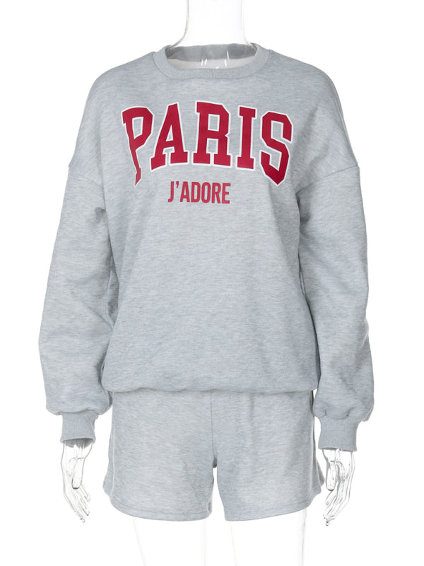 Sporty Outfits - Paris J'Adore Loungewear Set Shorts and Sweatshirts