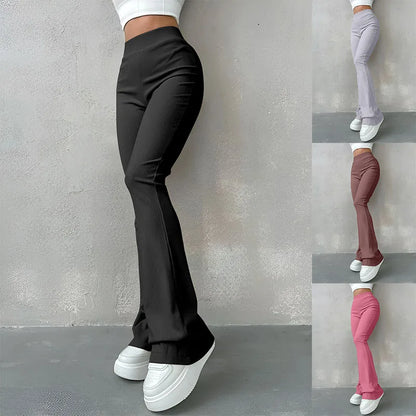 Sporty Pants- Women High-Waisted Flare Leggings for Casual to Dressy Looks- - Pekosa Women Fashion