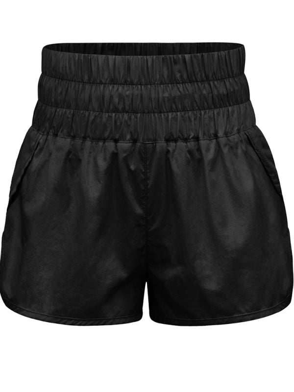 Sporty Shorts- Women's Smocked Waistband Workout Shorts- - Pekosa Women Fashion