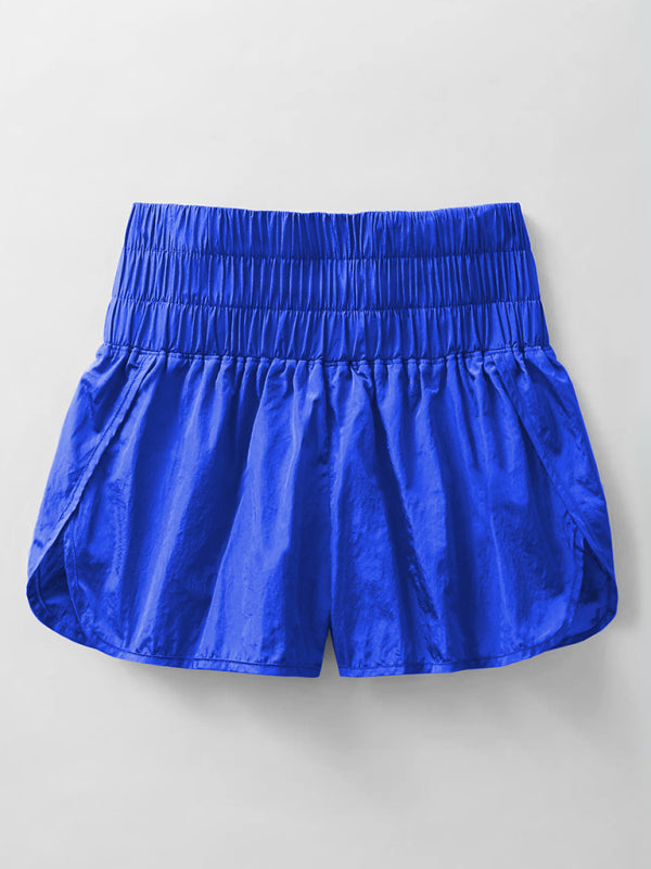 Sporty Shorts- Women's Smocked Waistband Workout Shorts- - Pekosa Women Fashion